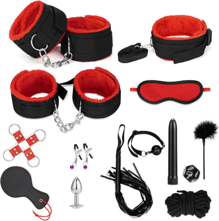 خرید فوری ست بی دی اس ام 11 تیکه + ویبراتور بزرگ و پلاگ استیل و تاس ( ارباب و برده ) bdsm کد 755 زوجکالا دات نت